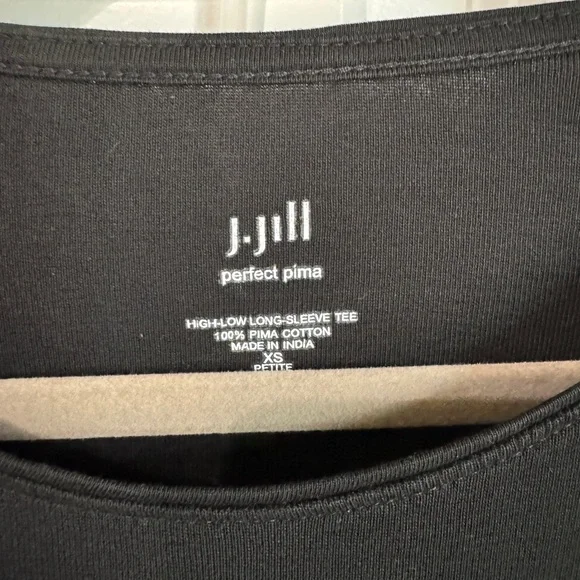 J. Jill Perfect Pima 100% Pima Cotton Black Long Sleeve Tee Top T-Shirt Size XS - Picture 3 of 12